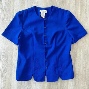 Womens Miss Dorby Blue Vintage Blazer Top - 10